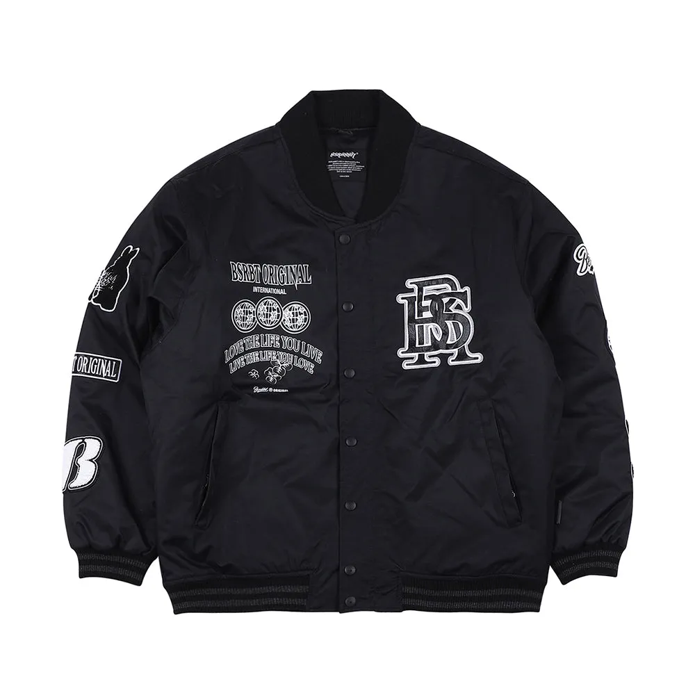 DFR LOGO PATCH VARSITY JACKET BLACK