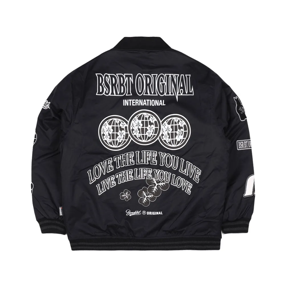 DFR LOGO PATCH VARSITY JACKET BLACK