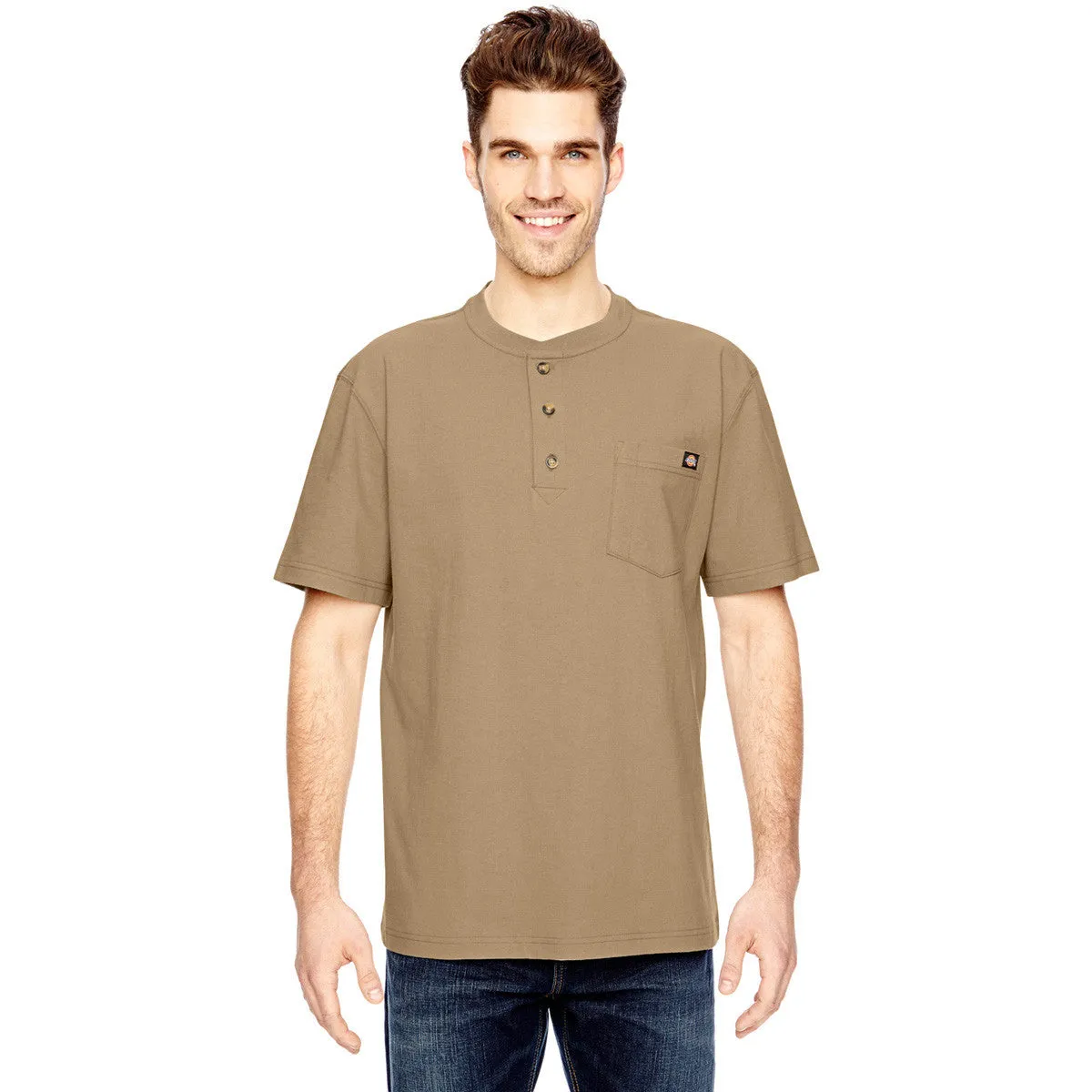 Dickies Men's Desert Sand Heavyweight Work Henley