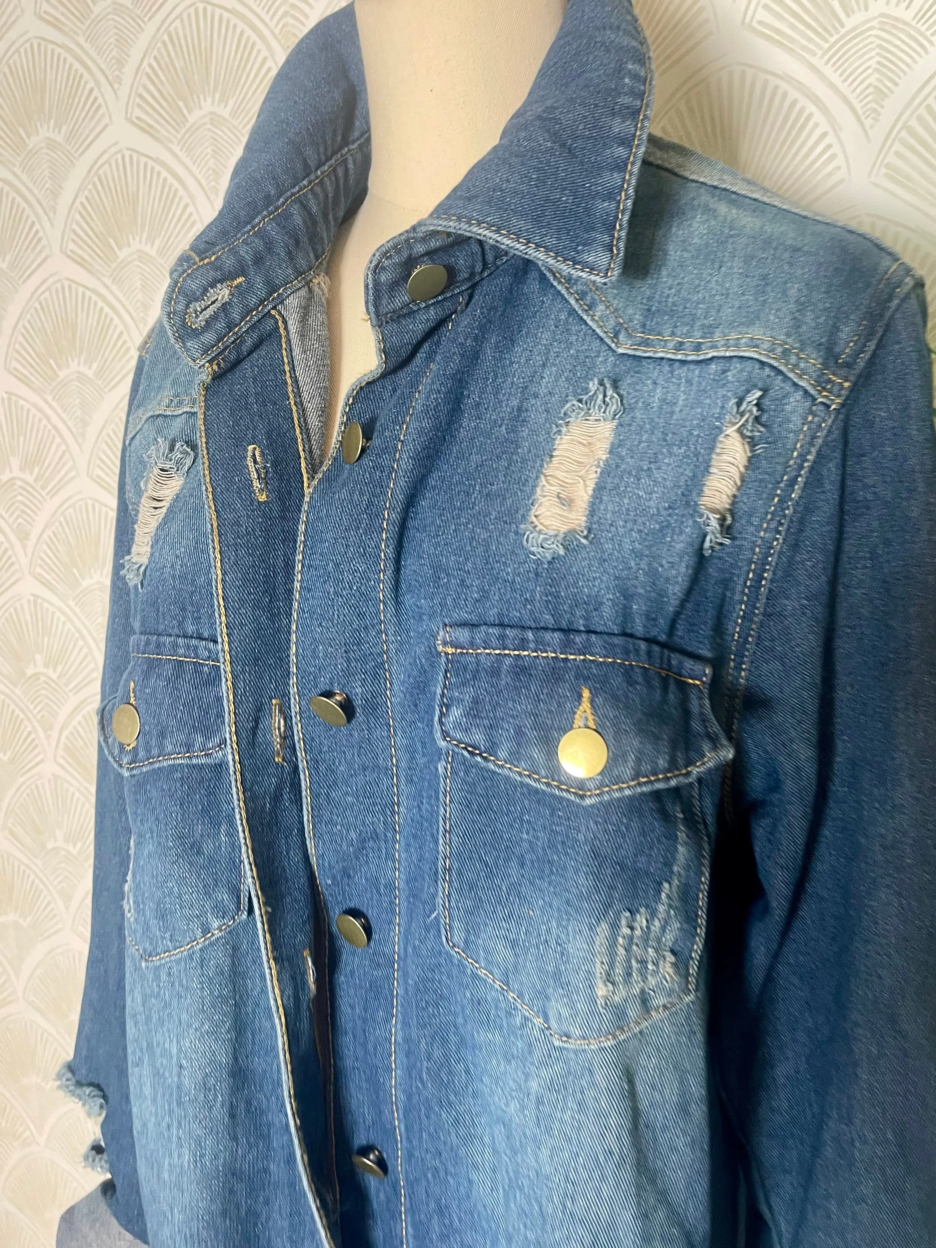 Distressed Denim Shirt Jacket