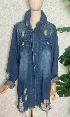 Distressed Denim Shirt Jacket