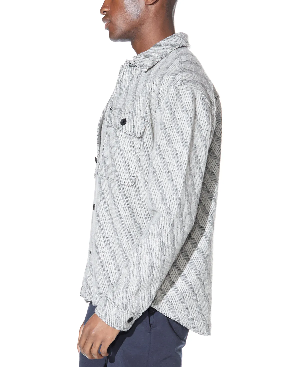 Durbin Relaxed Shirt Jacket (White/Black)