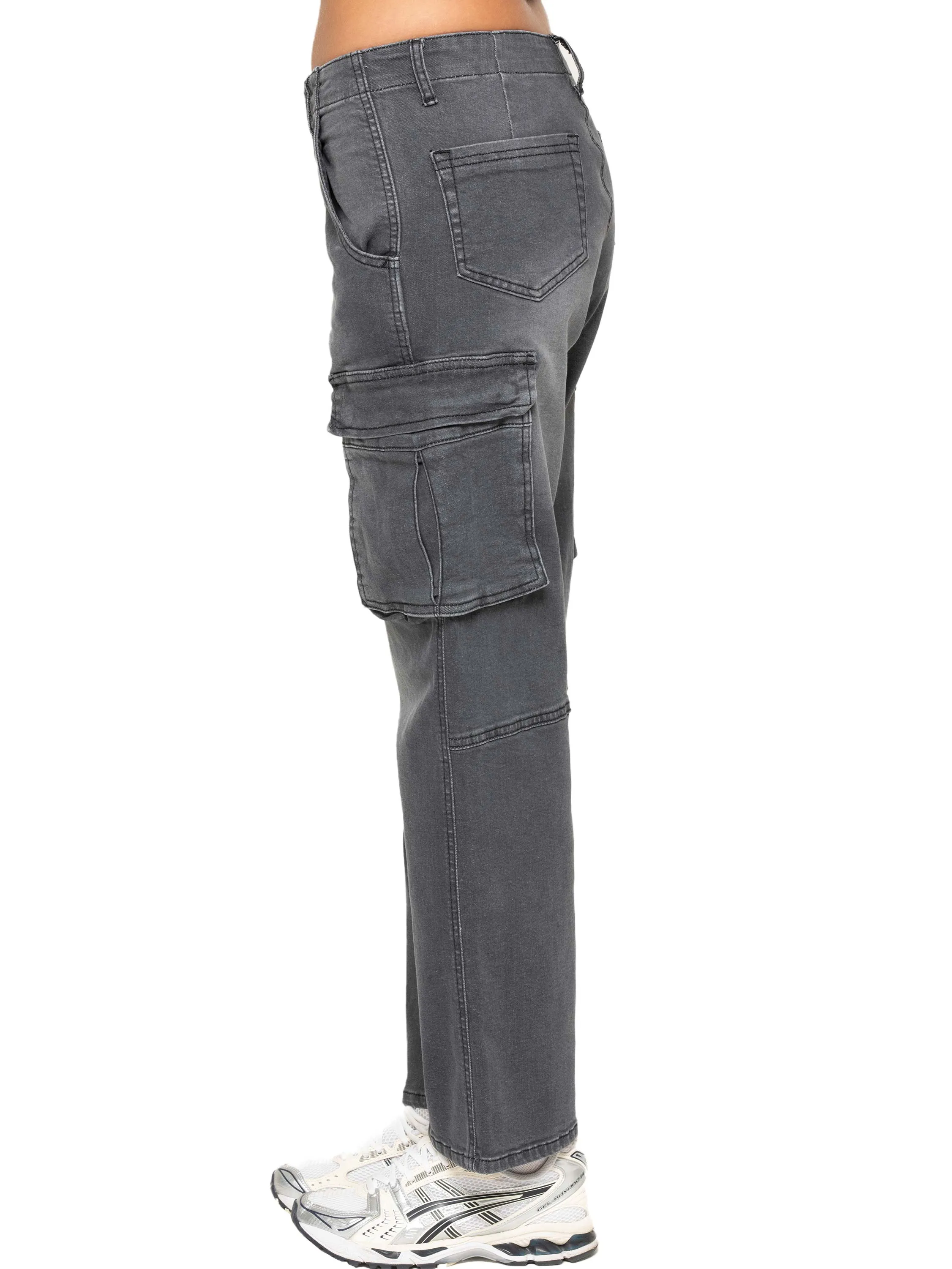 Enzo | Womens Cargo Straight Leg Jeans