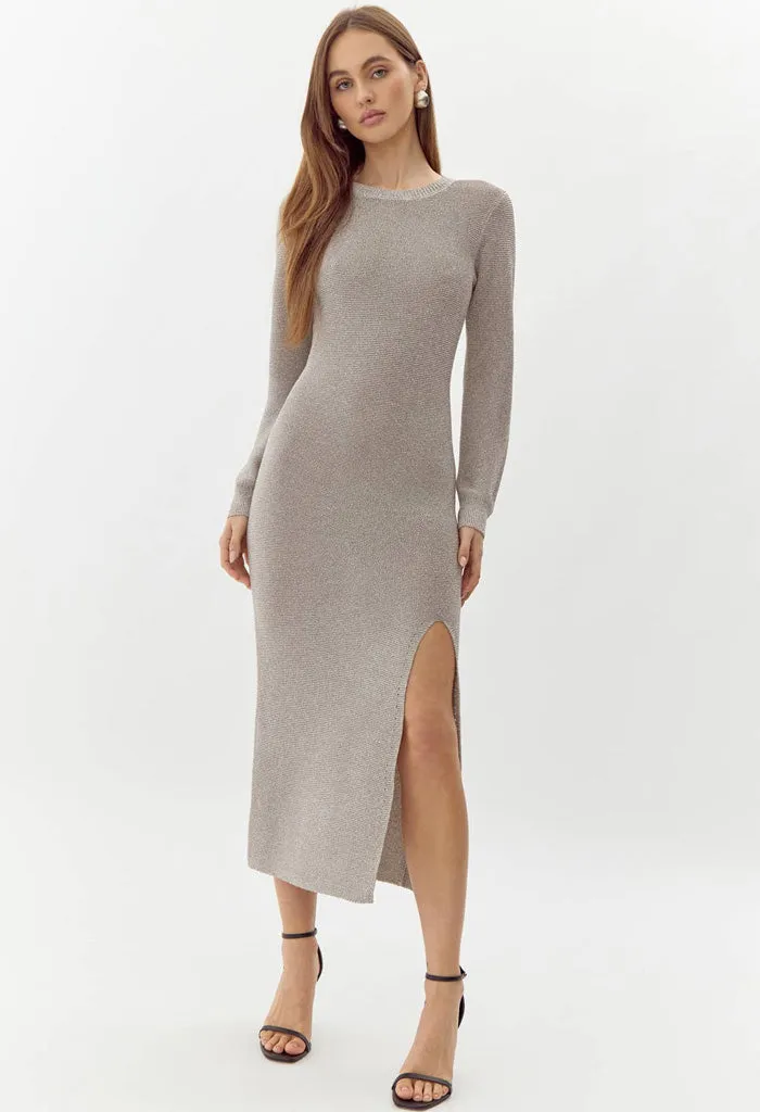 Estelle Metallic Knit Midi Dress