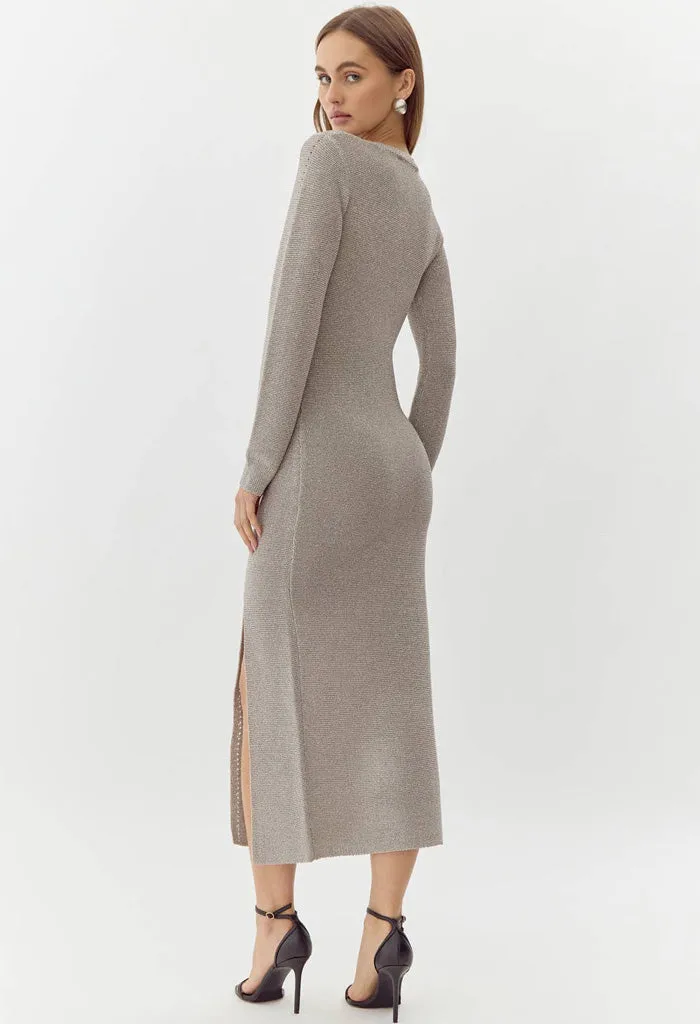 Estelle Metallic Knit Midi Dress