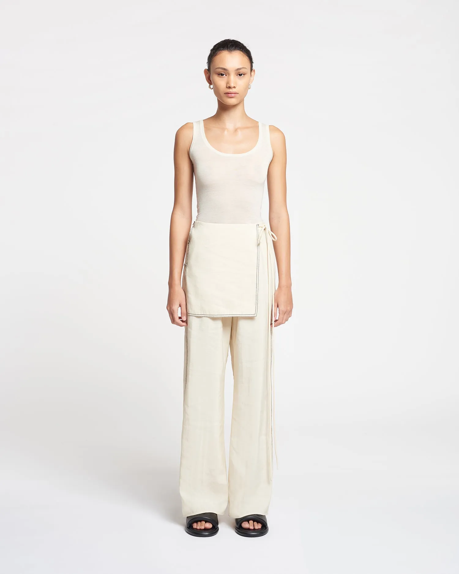 Evea - Glass Poplin Pants - Oat