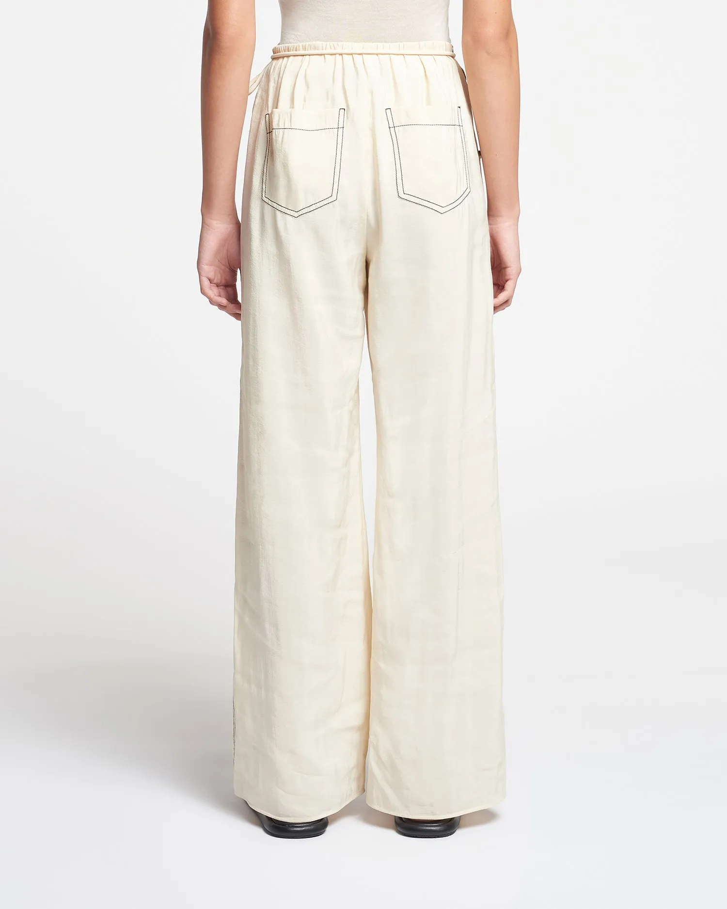 Evea - Glass Poplin Pants - Oat