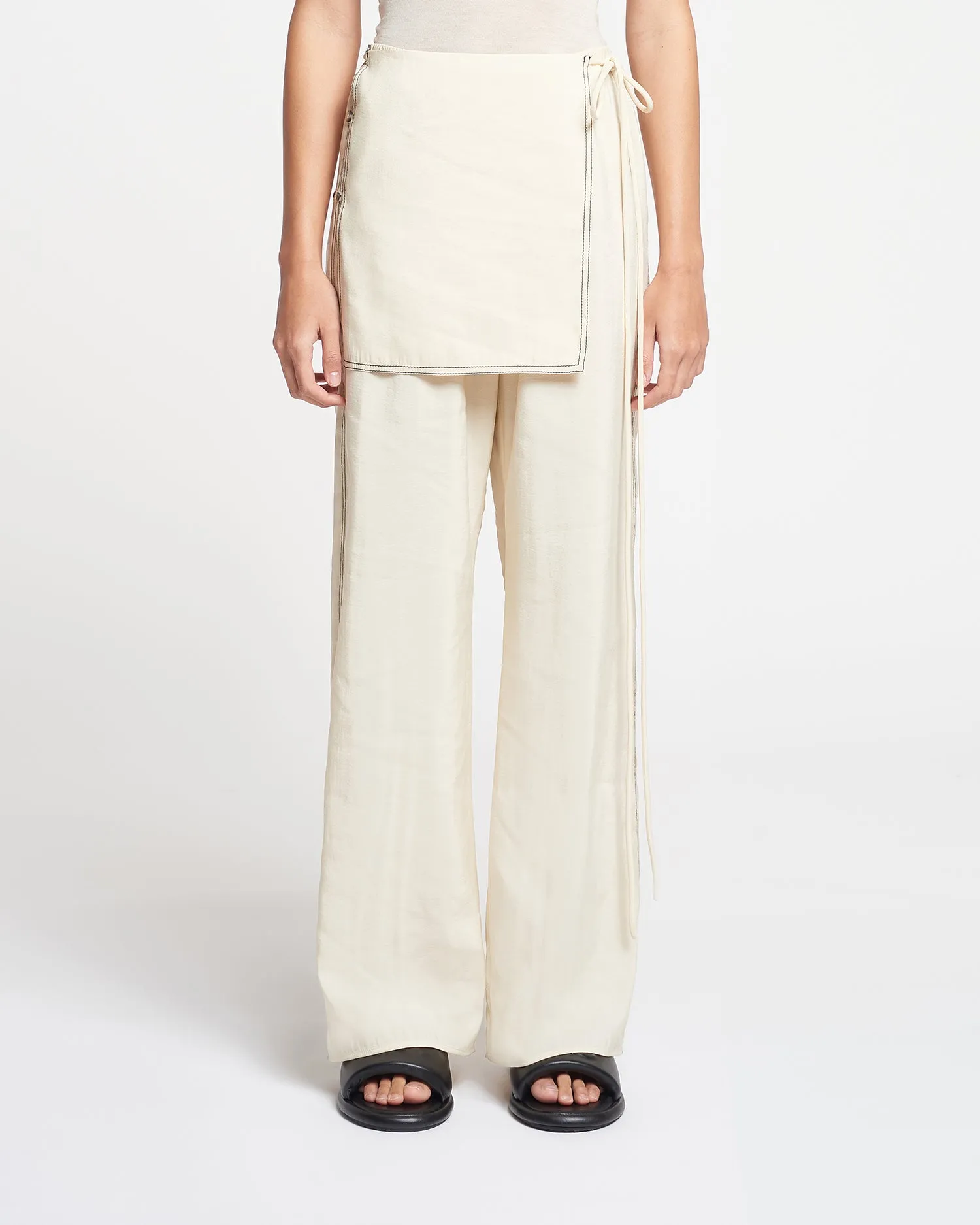 Evea - Glass Poplin Pants - Oat