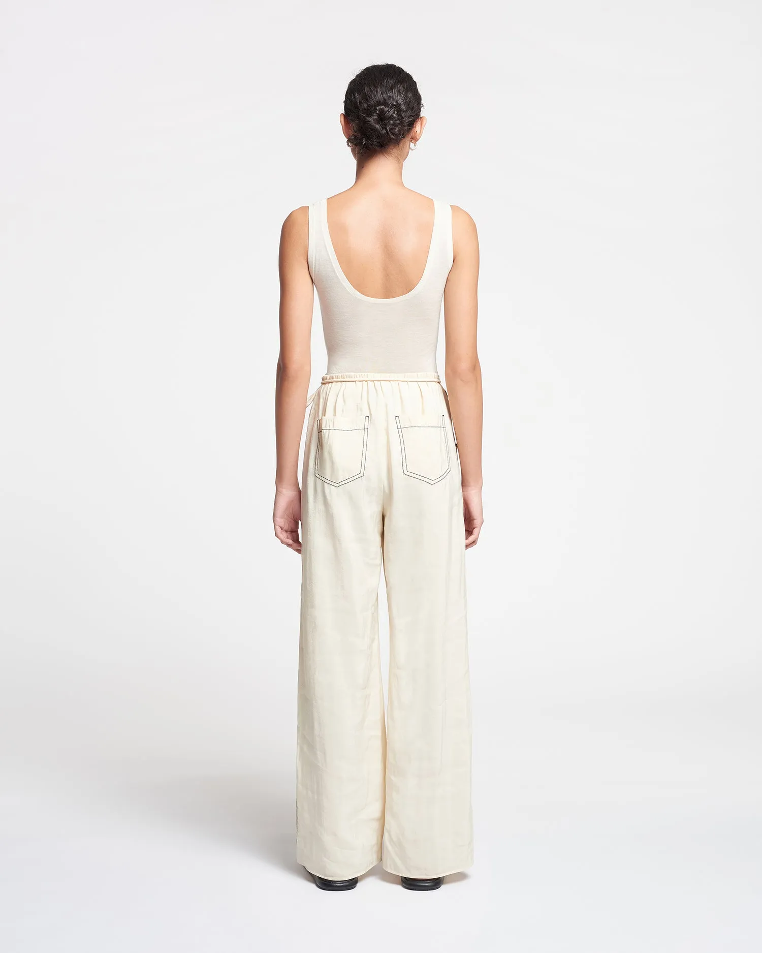 Evea - Glass Poplin Pants - Oat