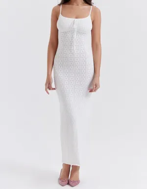 Flytonn- Myla White Knit Maxi Dress