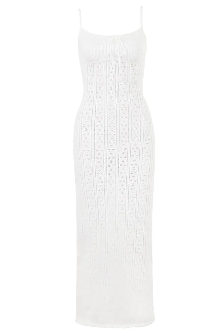 Flytonn- Myla White Knit Maxi Dress