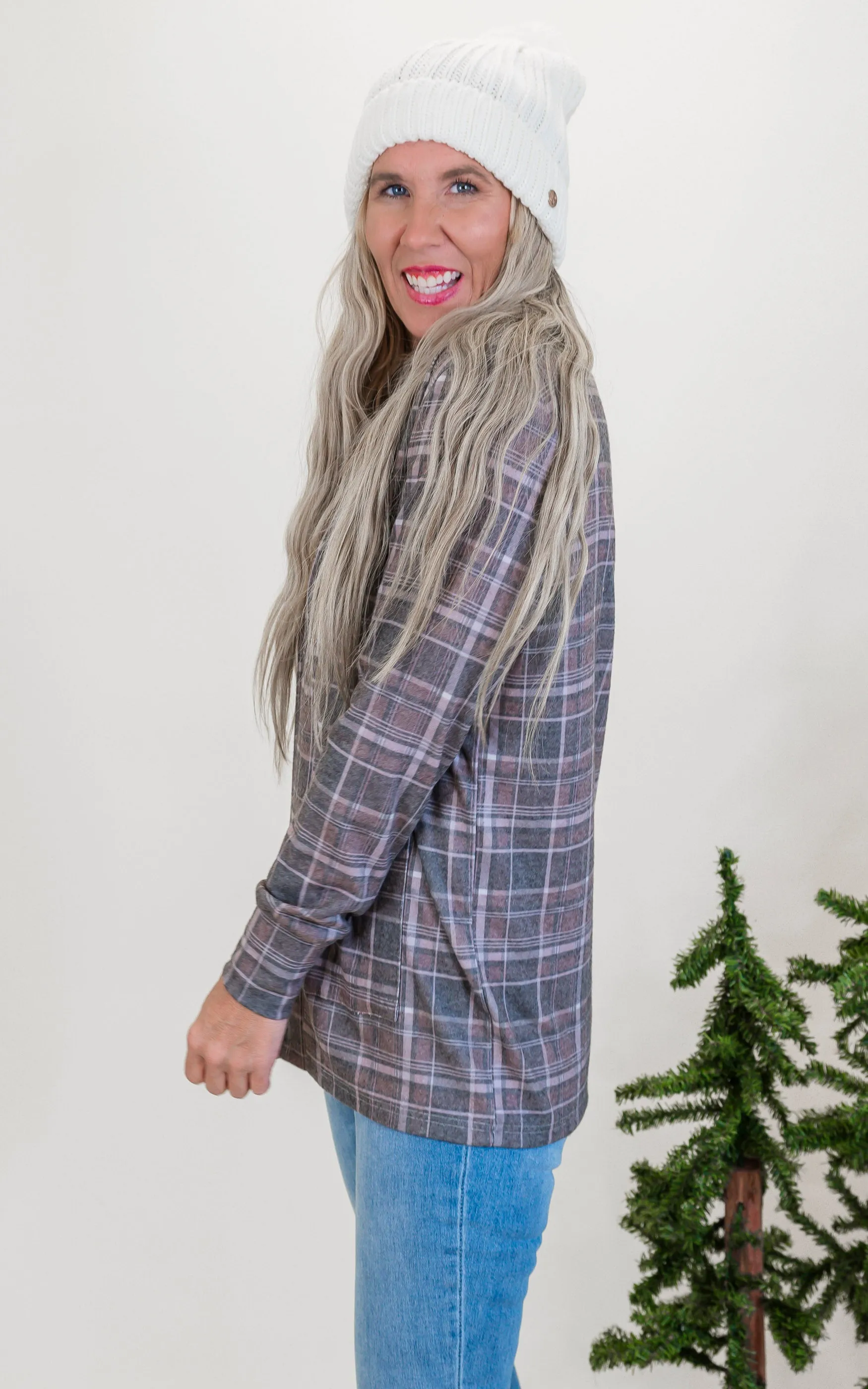 Forever Favorite Plaid Cardigan in Charcoal Brown #5 | Salty Wave**Start Ship Date: Nov 29th*DEAL