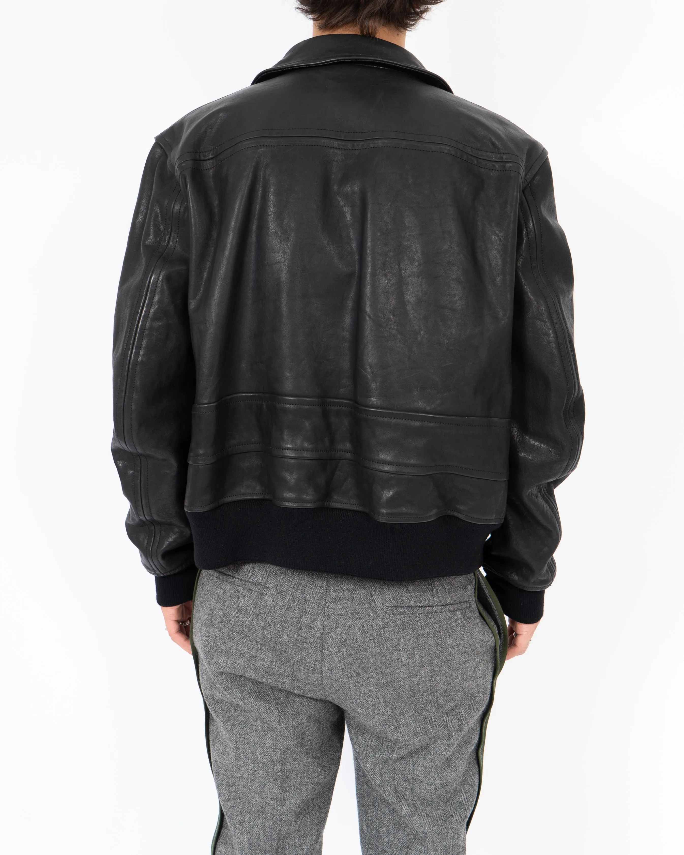 FW14 Crocodile Collar Leather Bomber