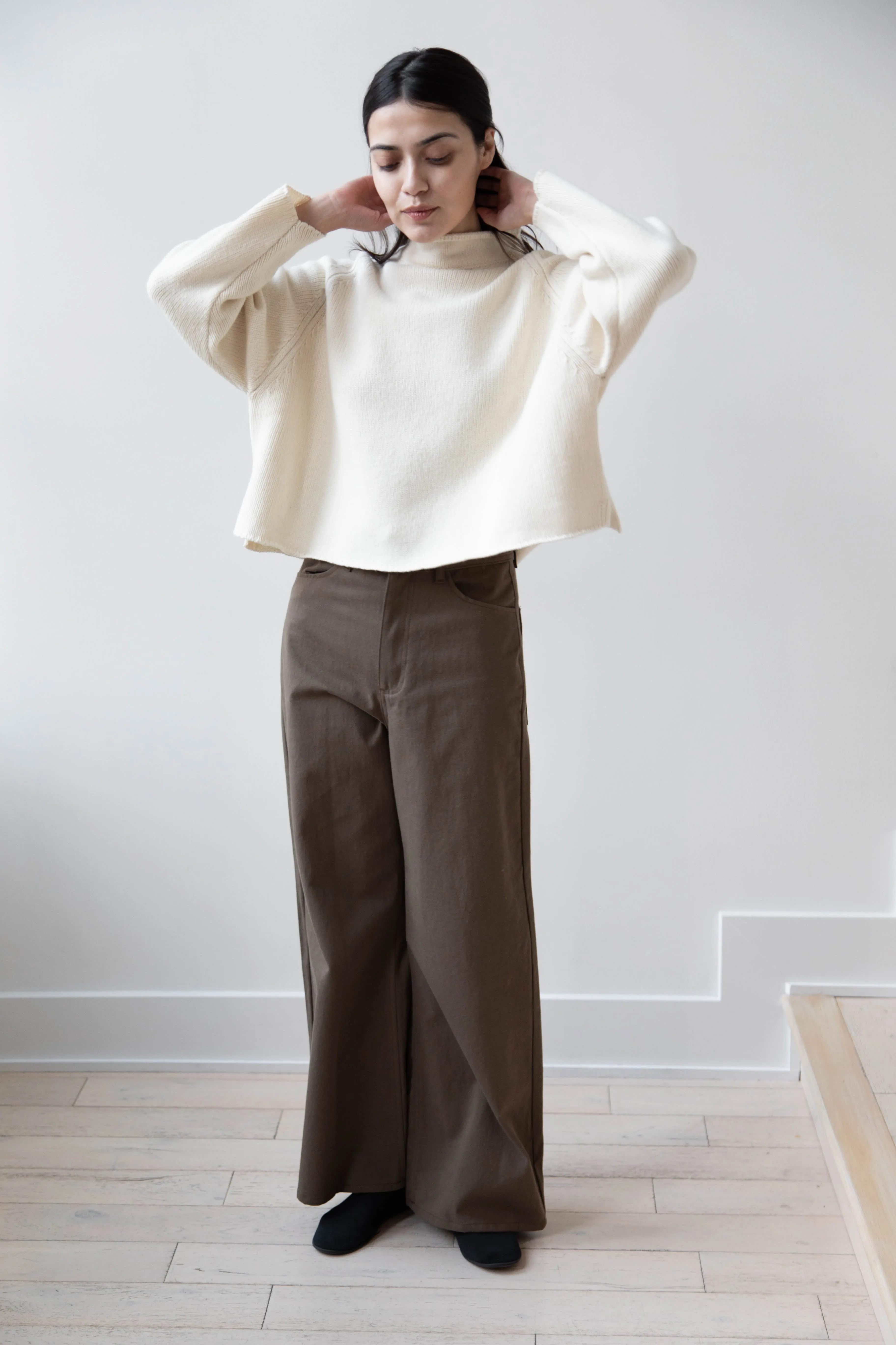 Gauze | Rollneck Wool Cotton Pullover in Milk