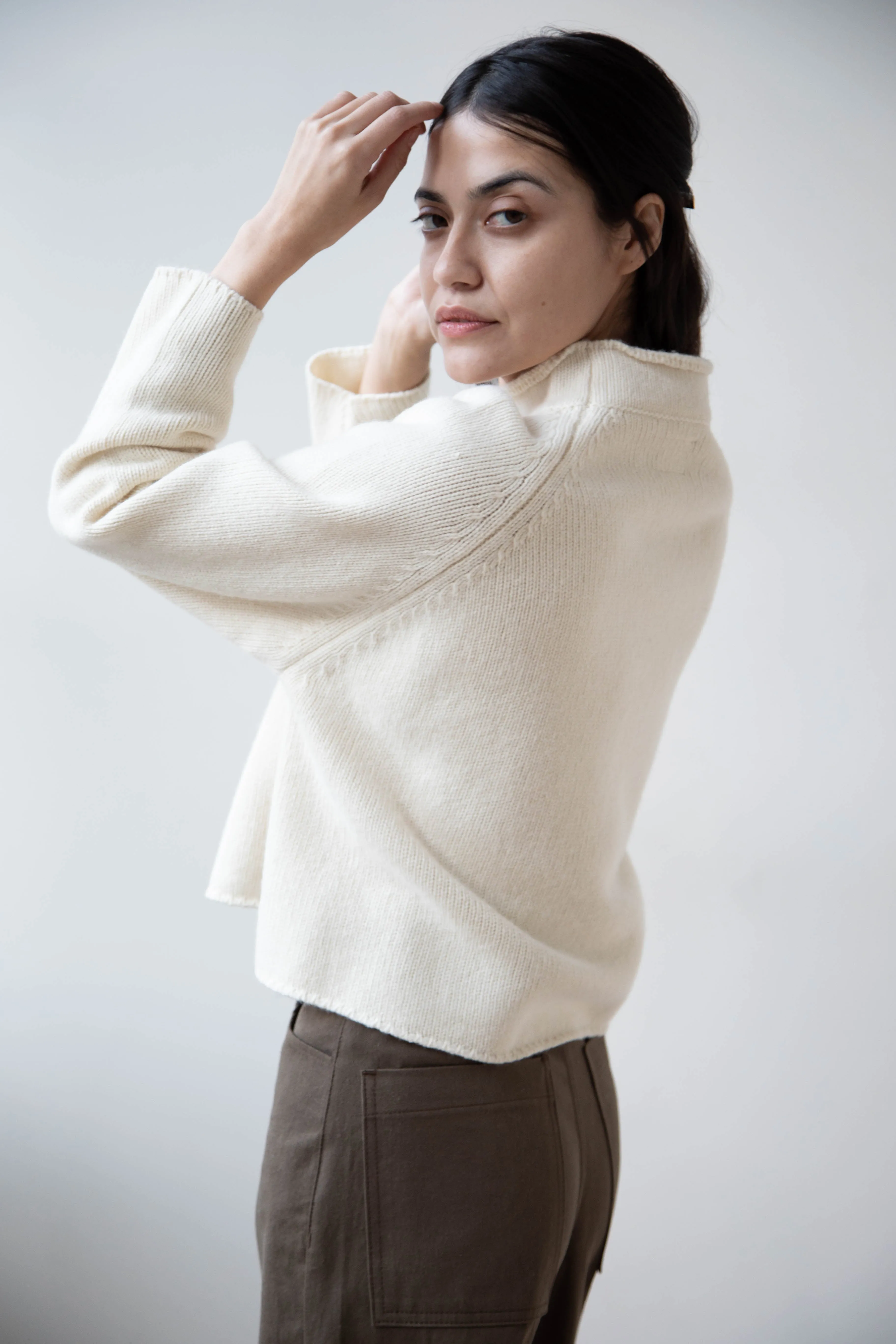 Gauze | Rollneck Wool Cotton Pullover in Milk