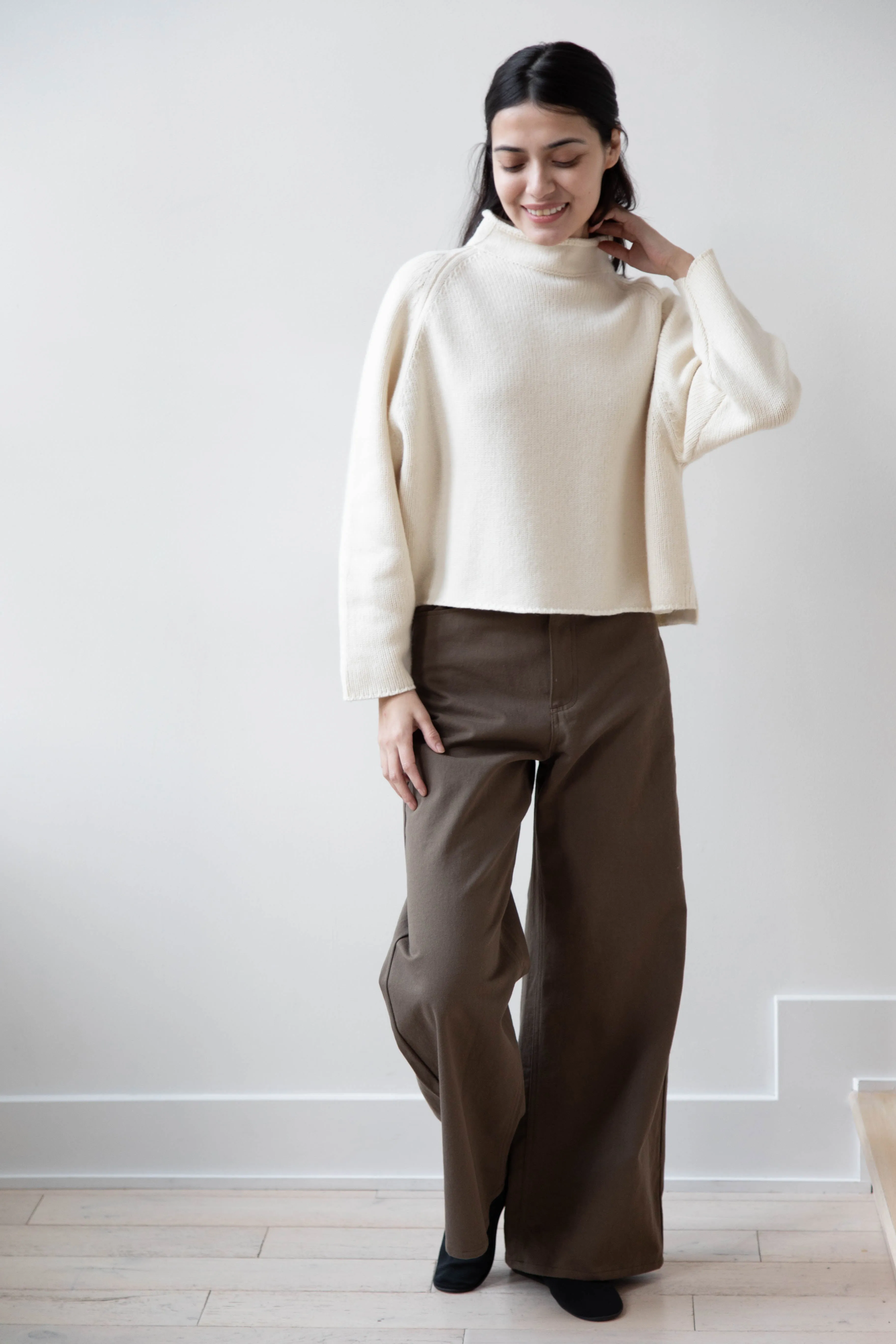 Gauze | Rollneck Wool Cotton Pullover in Milk