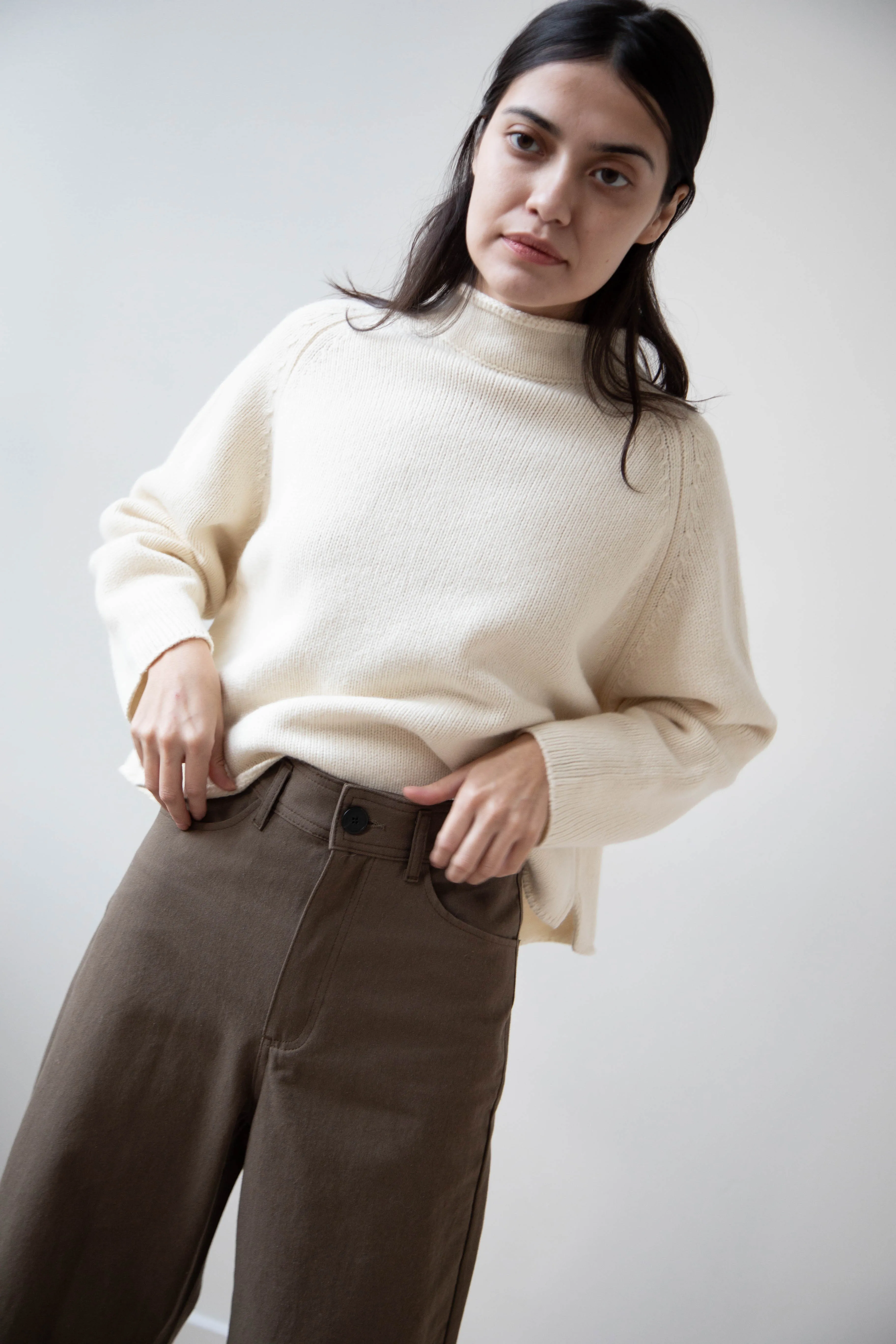 Gauze | Rollneck Wool Cotton Pullover in Milk