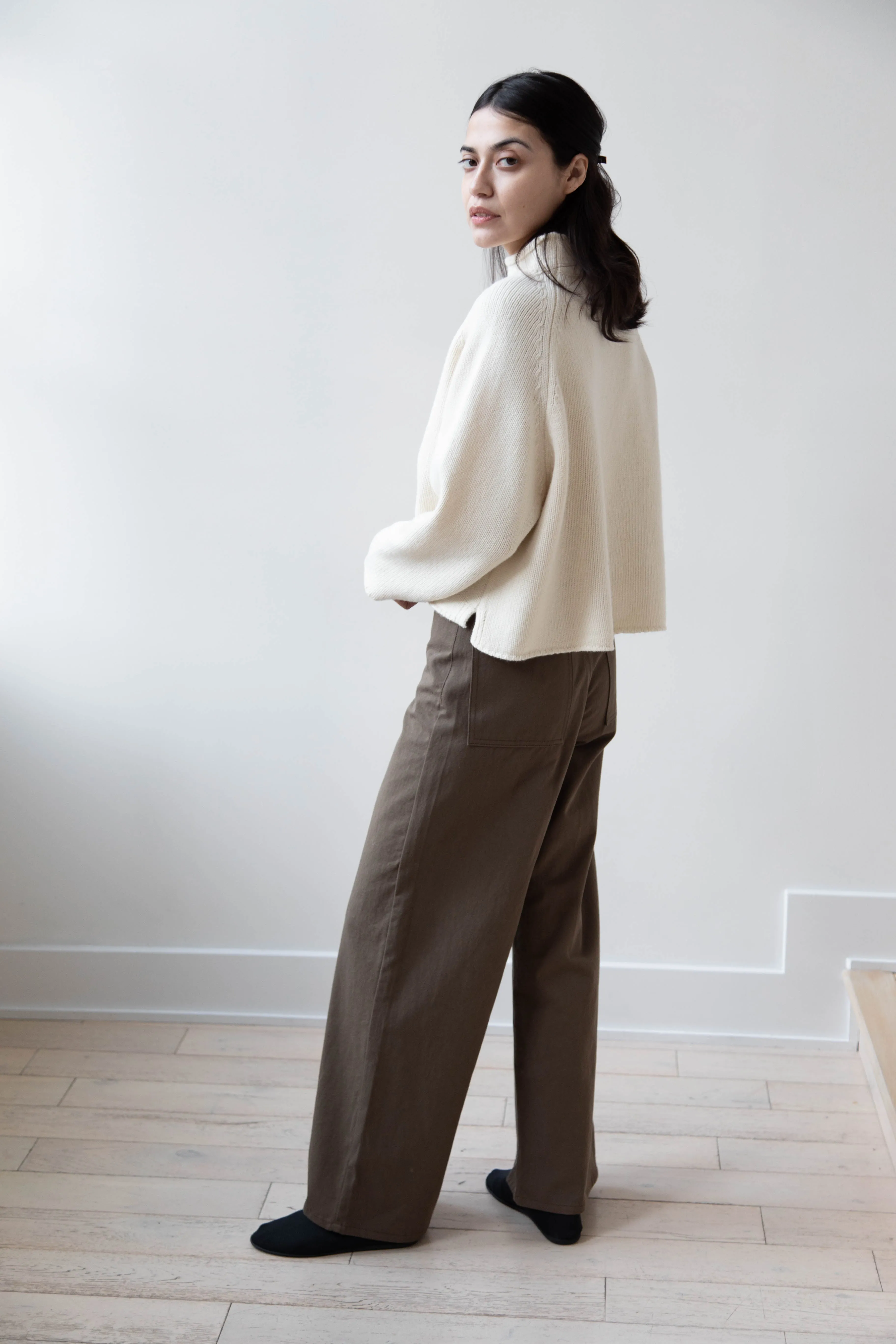 Gauze | Rollneck Wool Cotton Pullover in Milk