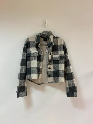 Grey & Cream Check Shacket, Vero Moda, Size 12 (Polyester, Polyester)