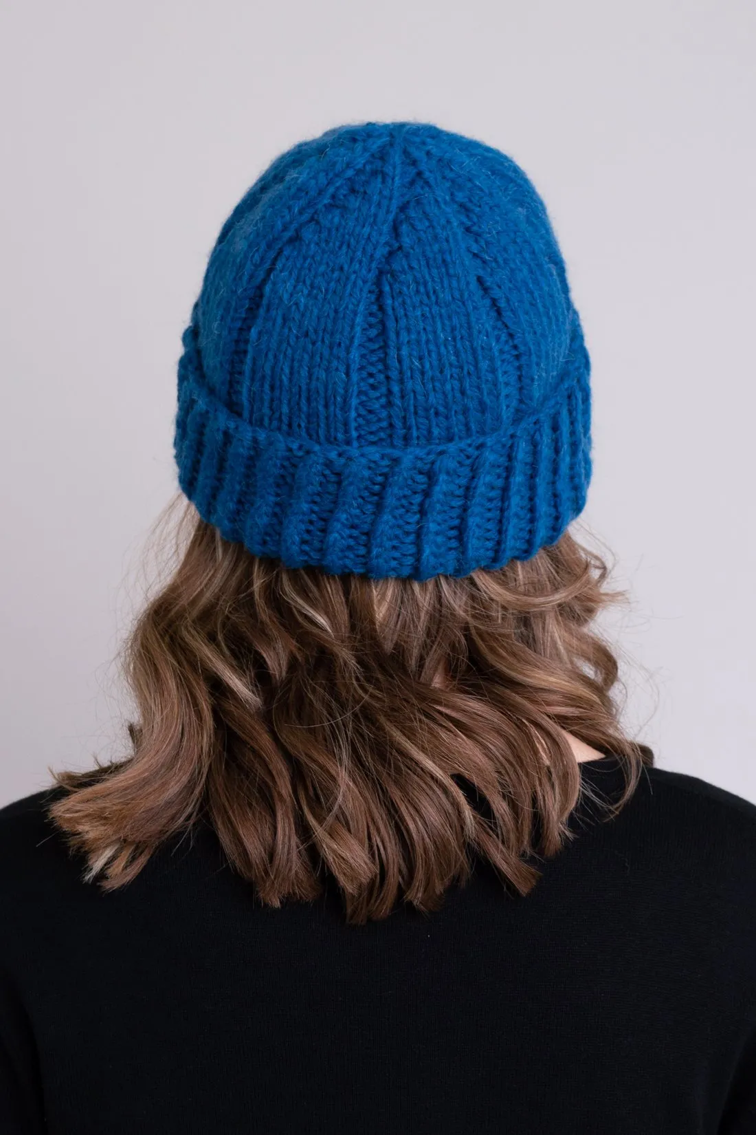 Hand Knit Beanie, Teal, Wool