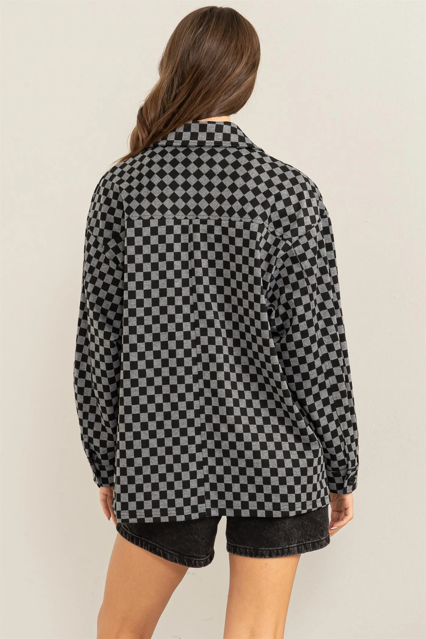 HF24C689-Checkerboard Pattern Shacket