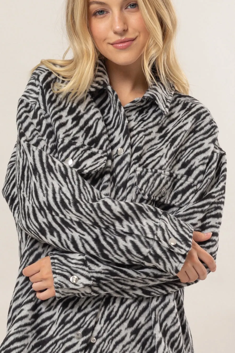 HF24F151-Zebra Pattern Oversized Shacket