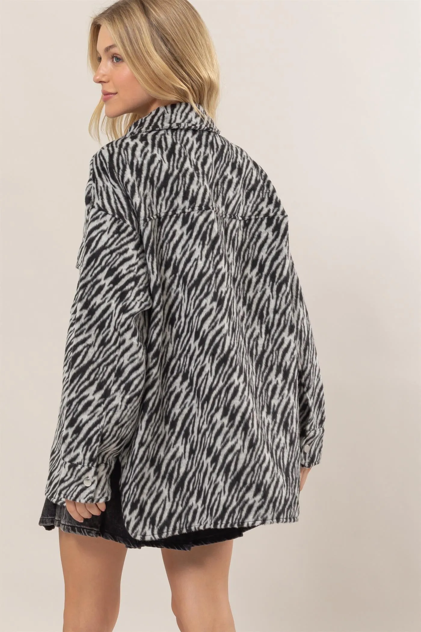 HF24F151-Zebra Pattern Oversized Shacket