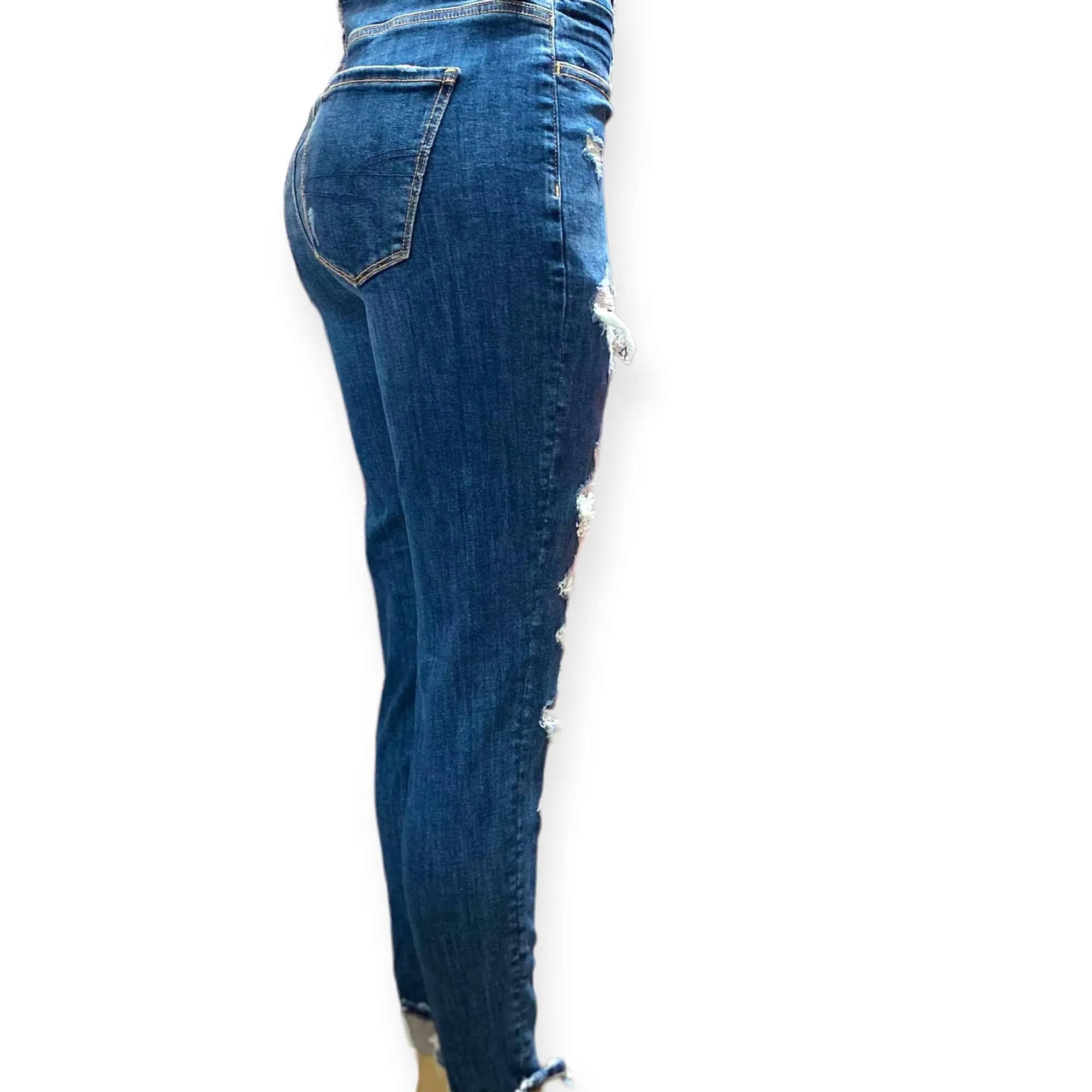 High Waisted Distressed Skinny Jeans