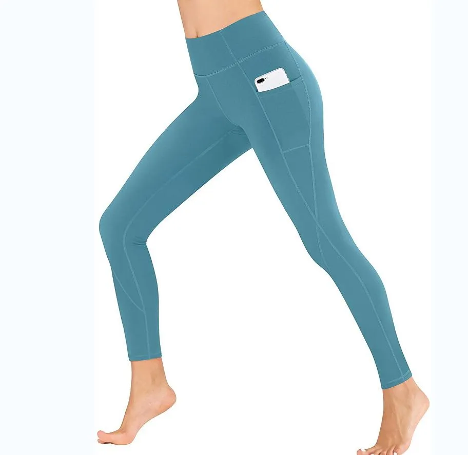 Hot Sell High Waist Pocket Detail  Elastic Yoga Fitness Sports Pants Leggings