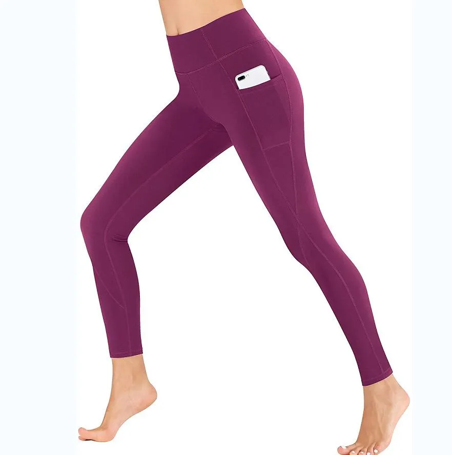 Hot Sell High Waist Pocket Detail  Elastic Yoga Fitness Sports Pants Leggings