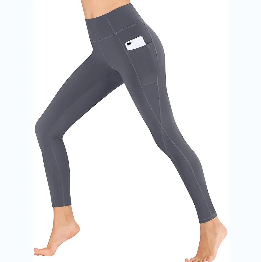 Hot Sell High Waist Pocket Detail  Elastic Yoga Fitness Sports Pants Leggings