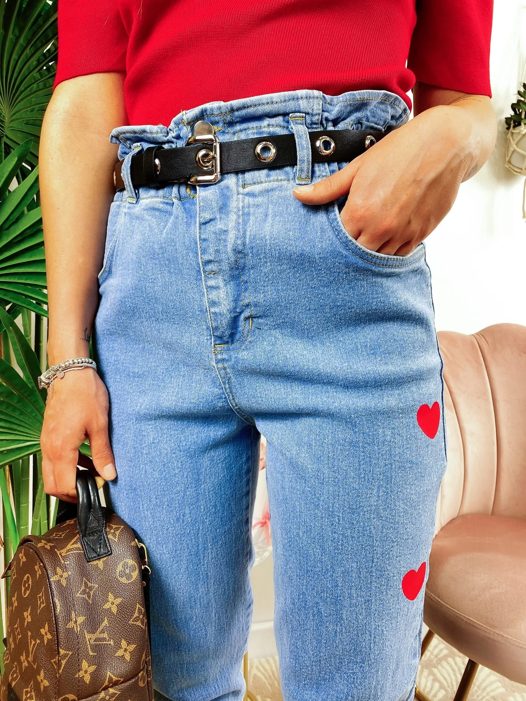 Jeans con cuori Rossi