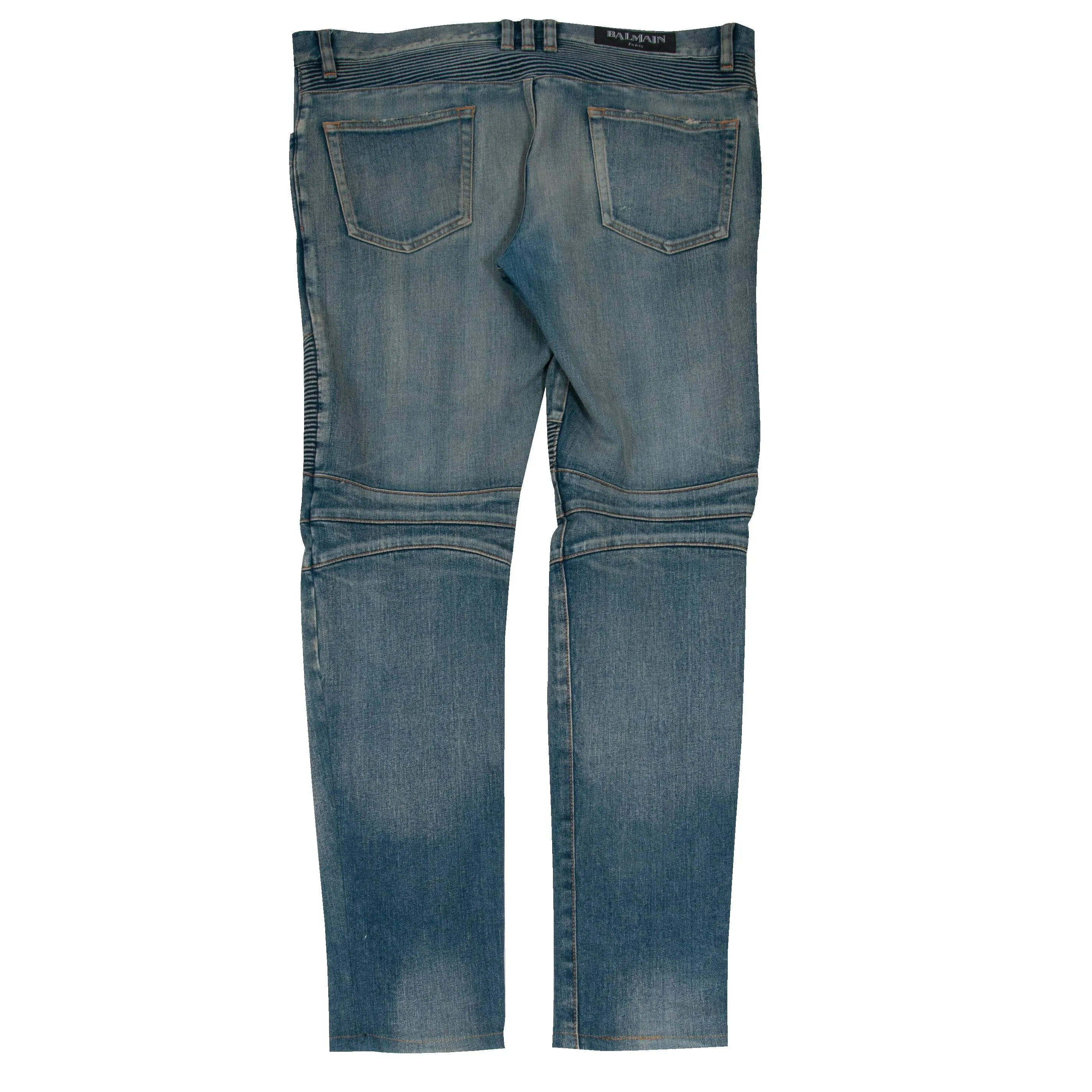 Knee Blowout Distressed Light Wash Indigo Biker Jeans