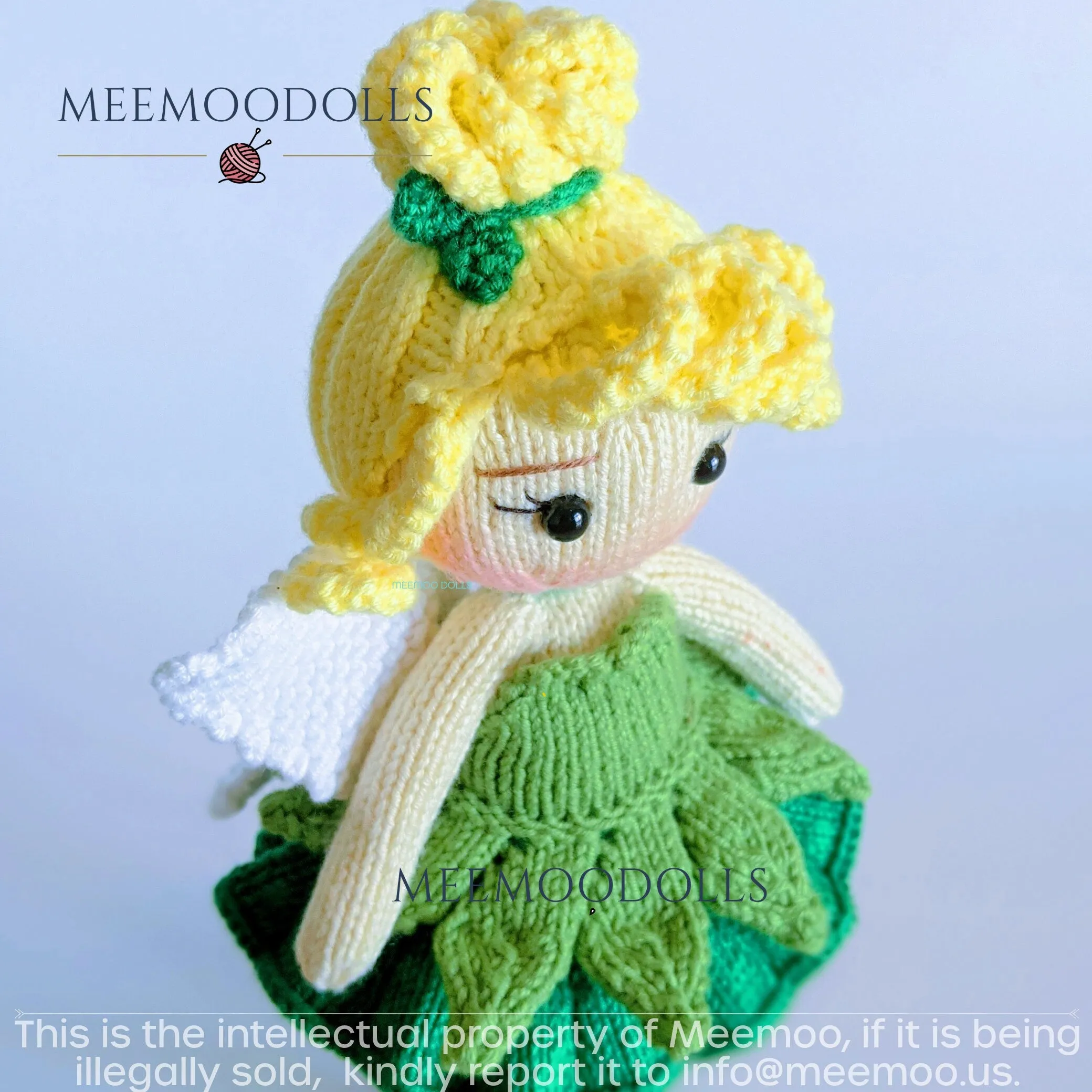 Knit Fairy Tinker. Knitted toy Patterns. Meemoodolls.