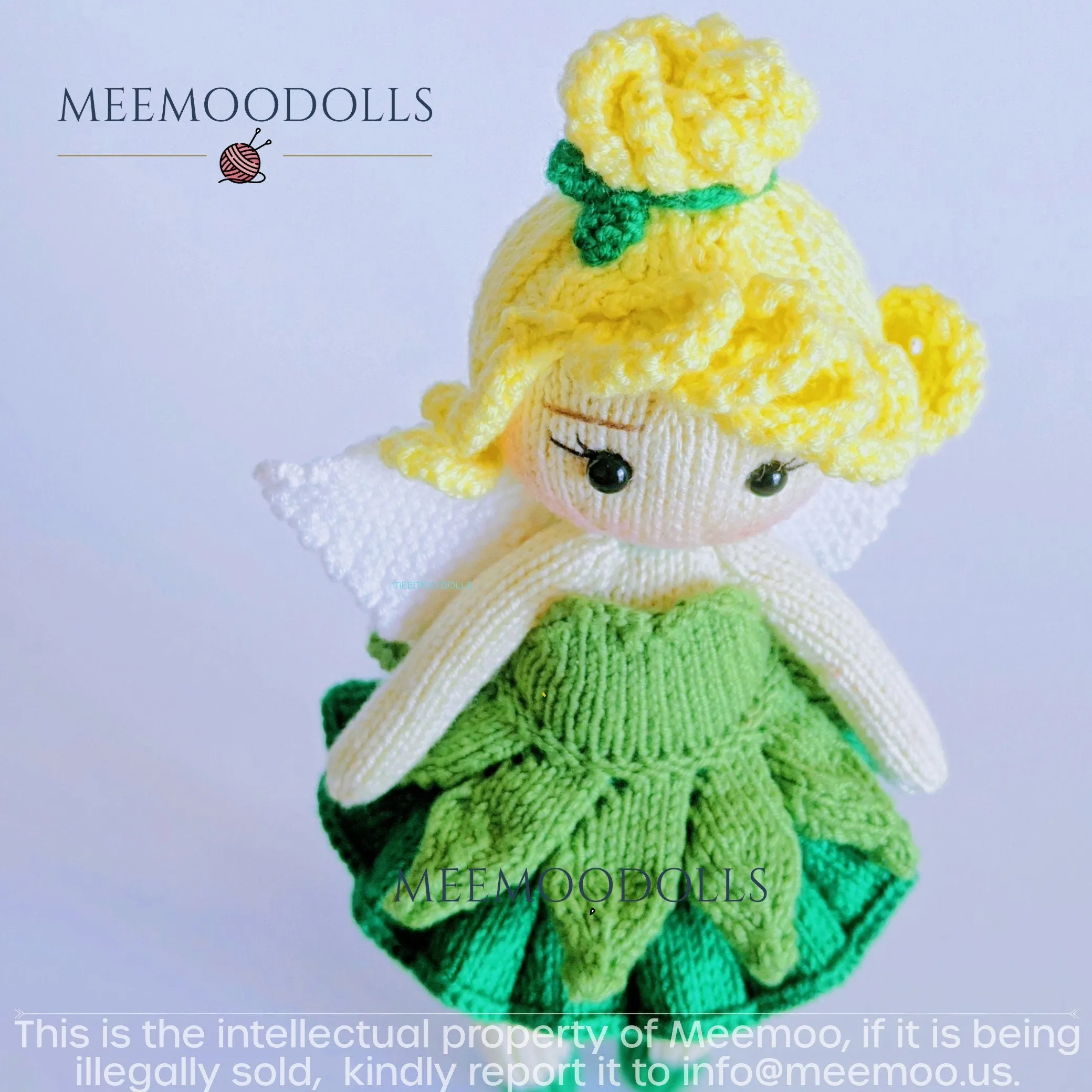 Knit Fairy Tinker. Knitted toy Patterns. Meemoodolls.