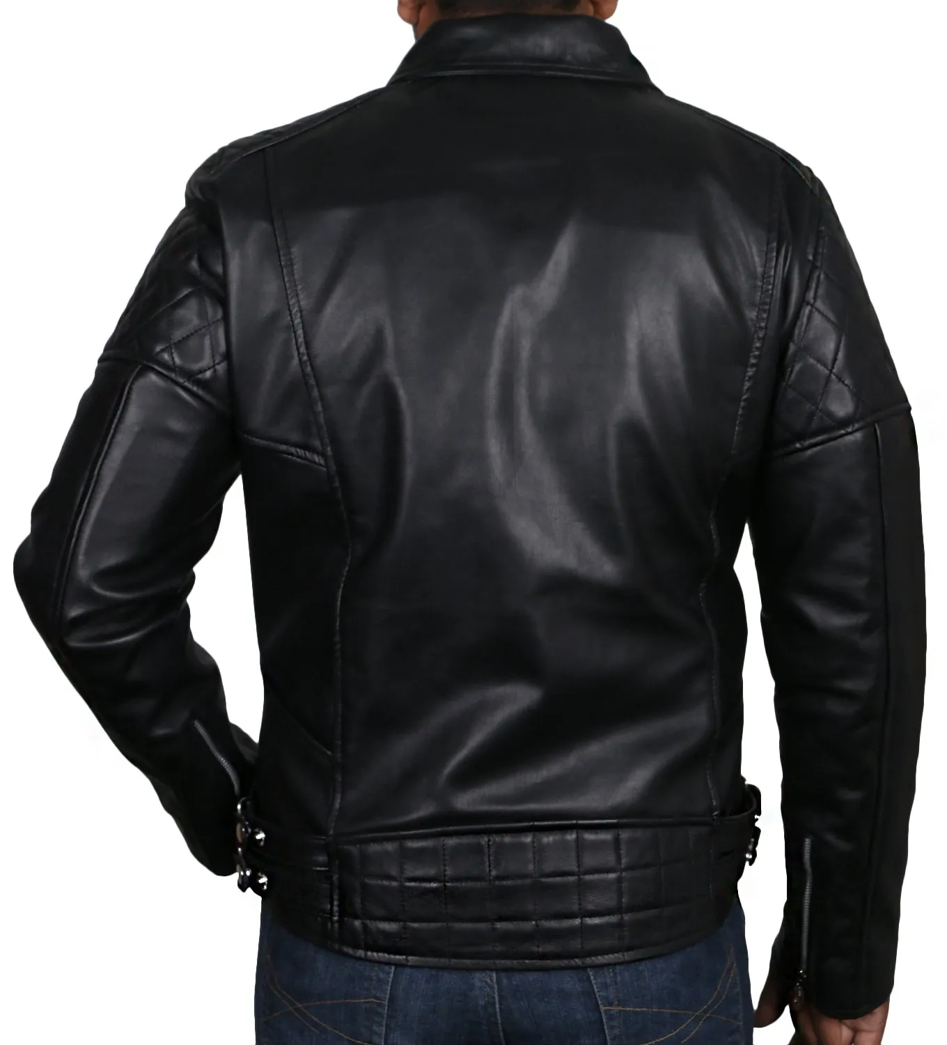 Leather Jackets Hub Mens Genuine Lambskin Leather Jacket (Black, Double Rider Jacket) - 1501001