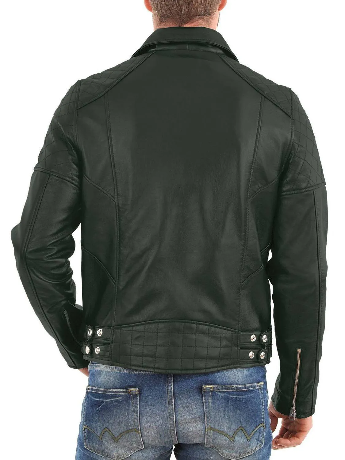 Leather Jackets Hub Mens Genuine Lambskin Leather Jacket (Black, Double Rider Jacket) - 1501001