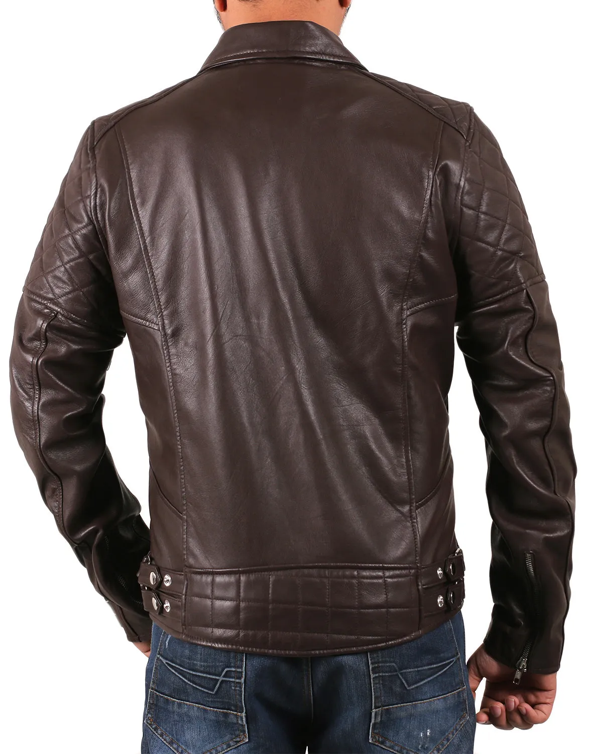 Leather Jackets Hub Mens Genuine Lambskin Leather Jacket (Black, Double Rider Jacket) - 1501001