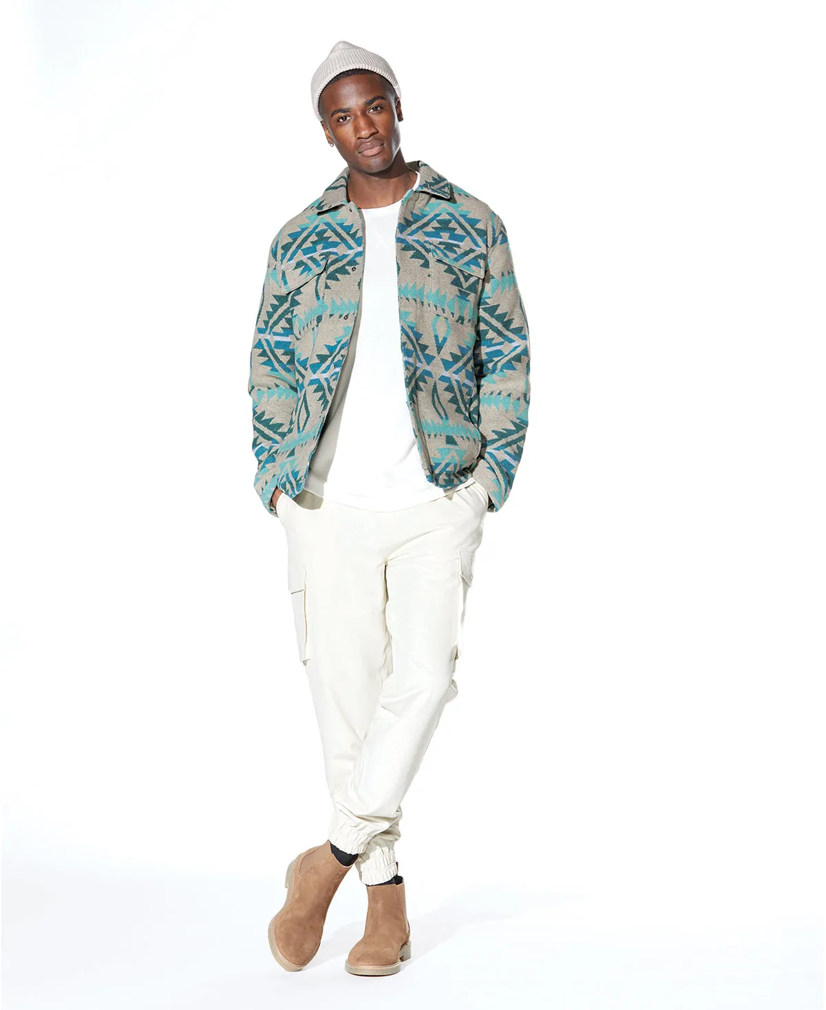 Levi Angled Seam Shirt Jacket (Teal)