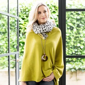 Lime Cotton Fine Knit Poncho