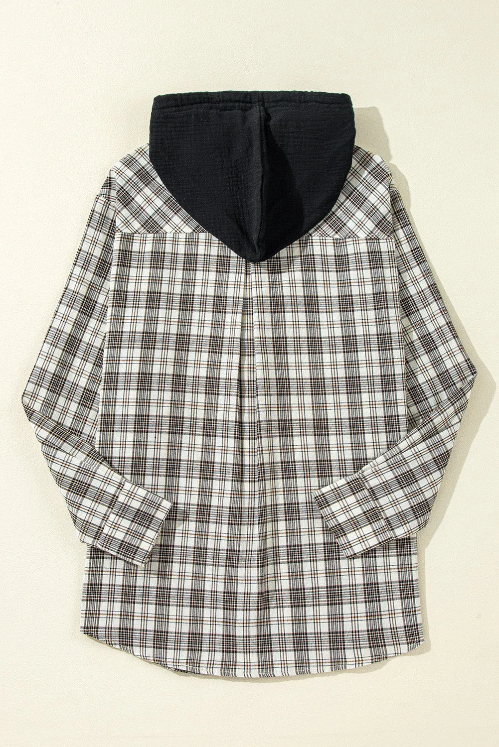 Living For The Moment Black Checkered Hooded Shacket