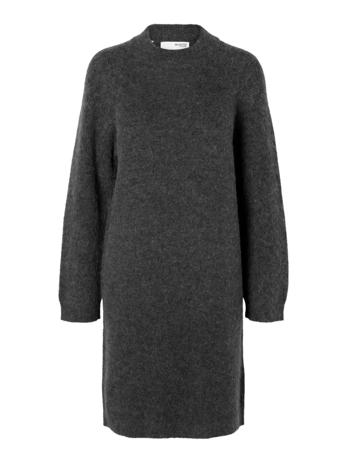 Lulu Ls High Neck Knit Dress - Volcanic Ash Melange