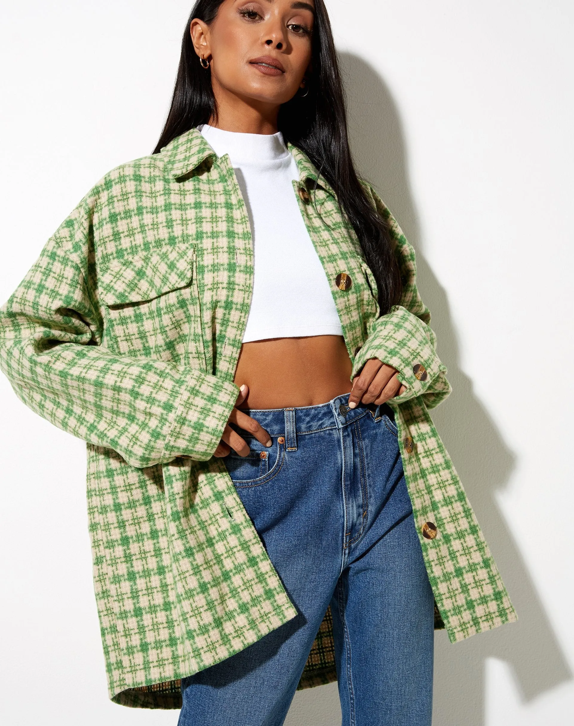 Marcella Shirt in Green and Cream Check