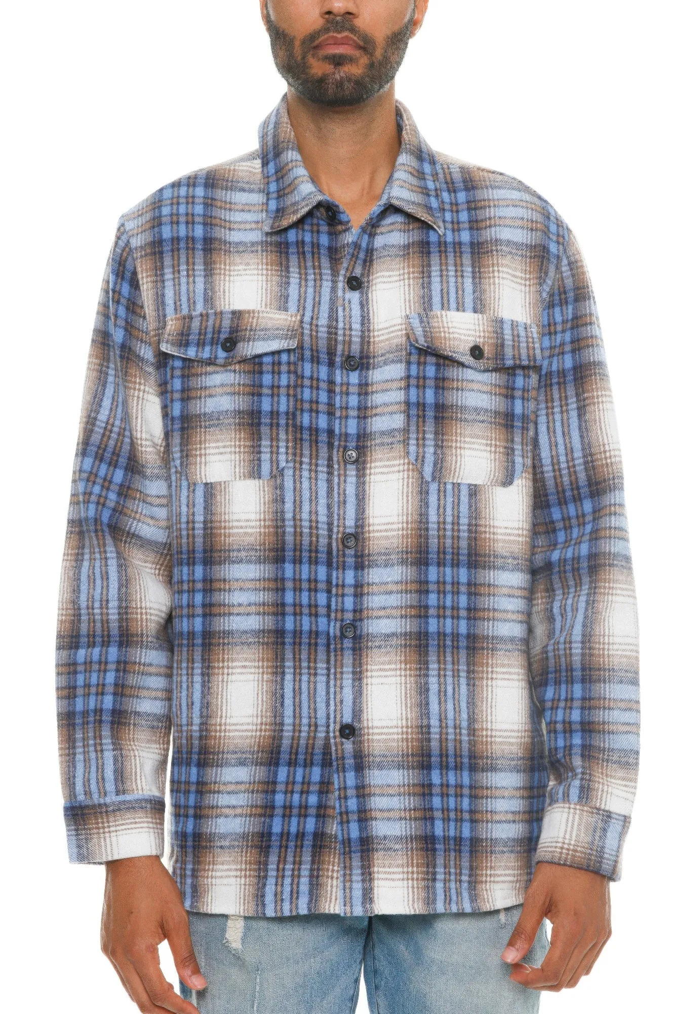 Mens Checkered Soft Flannel Shacket