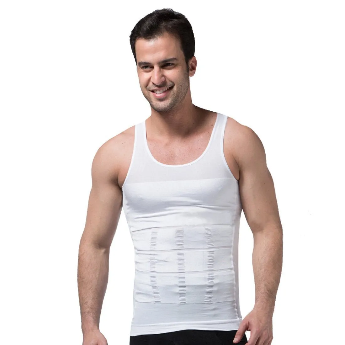 Men's Instant Slimming Tank Top - White- Medium