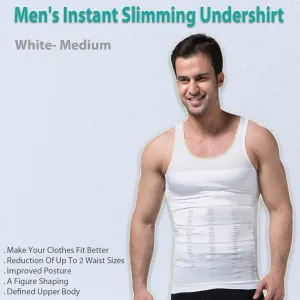 Men's Instant Slimming Tank Top - White- Medium