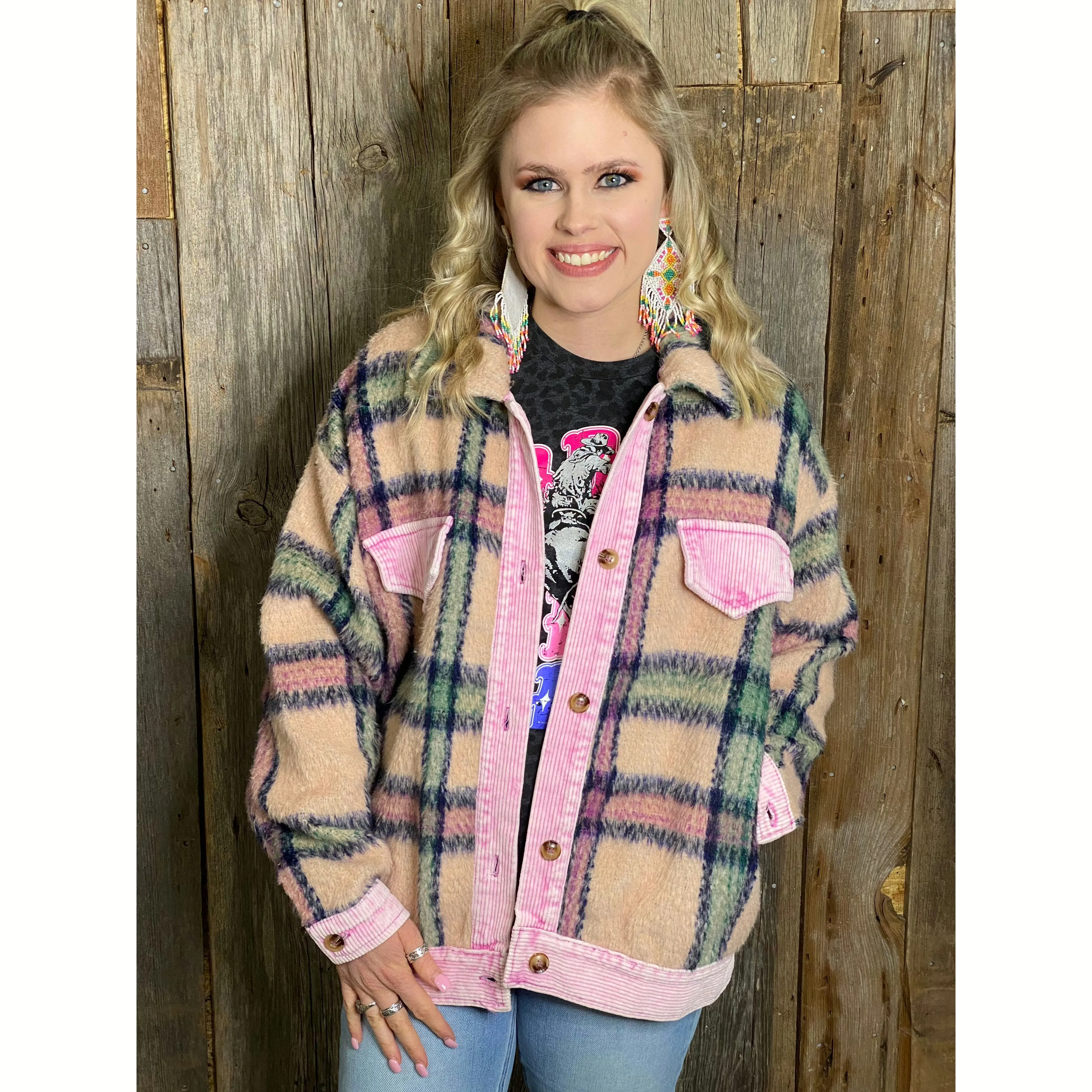 Mia Plaid Pink Shacket