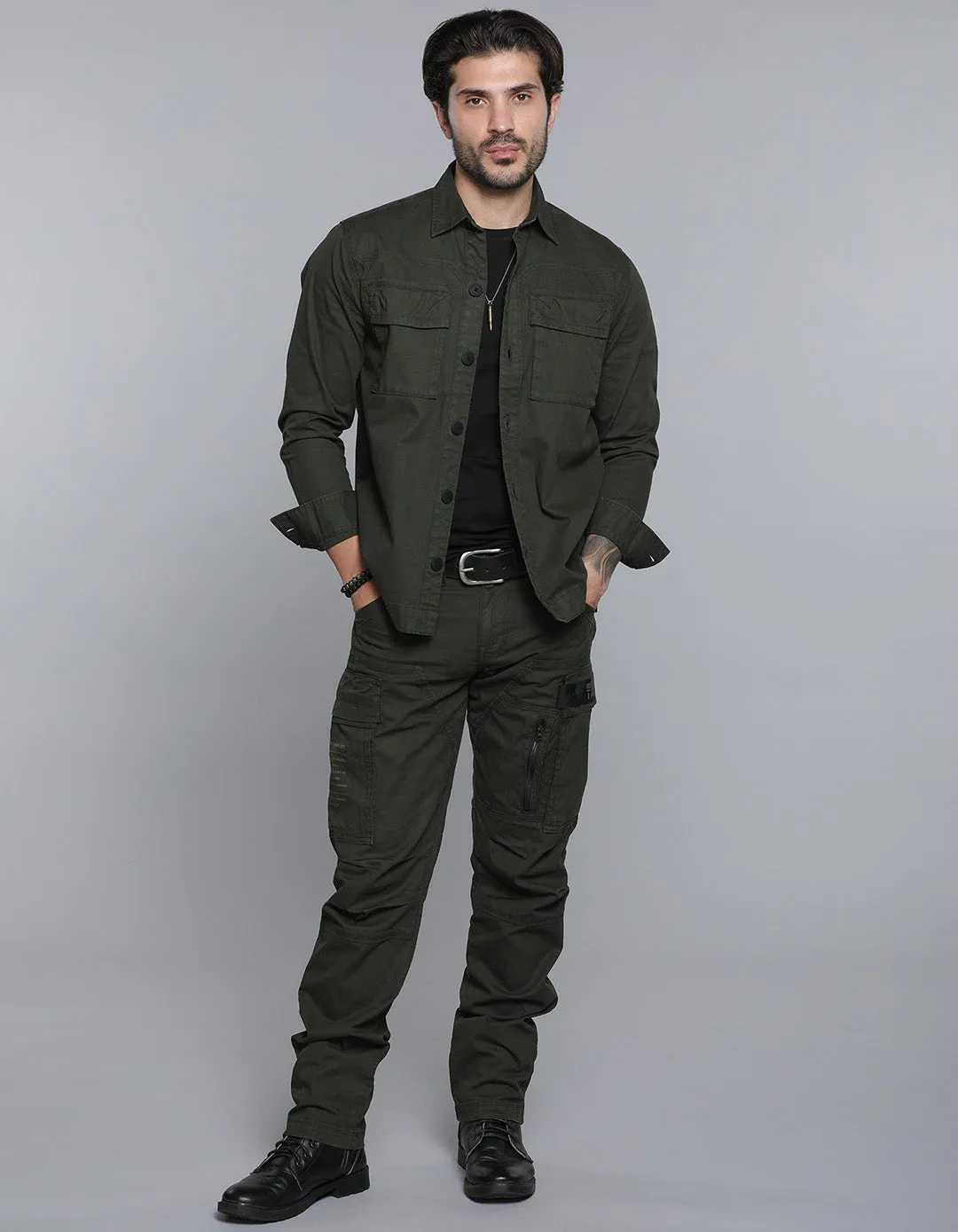 Military Green Shacket & Cargo Co-ord Set