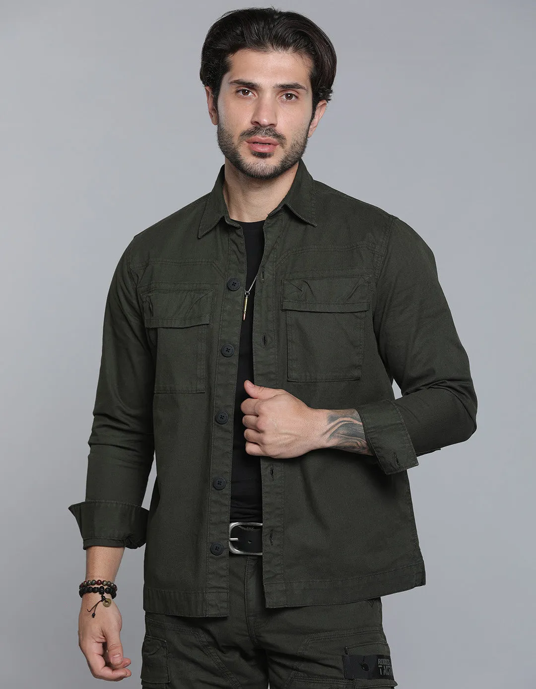 Military Green Shacket & Cargo Co-ord Set