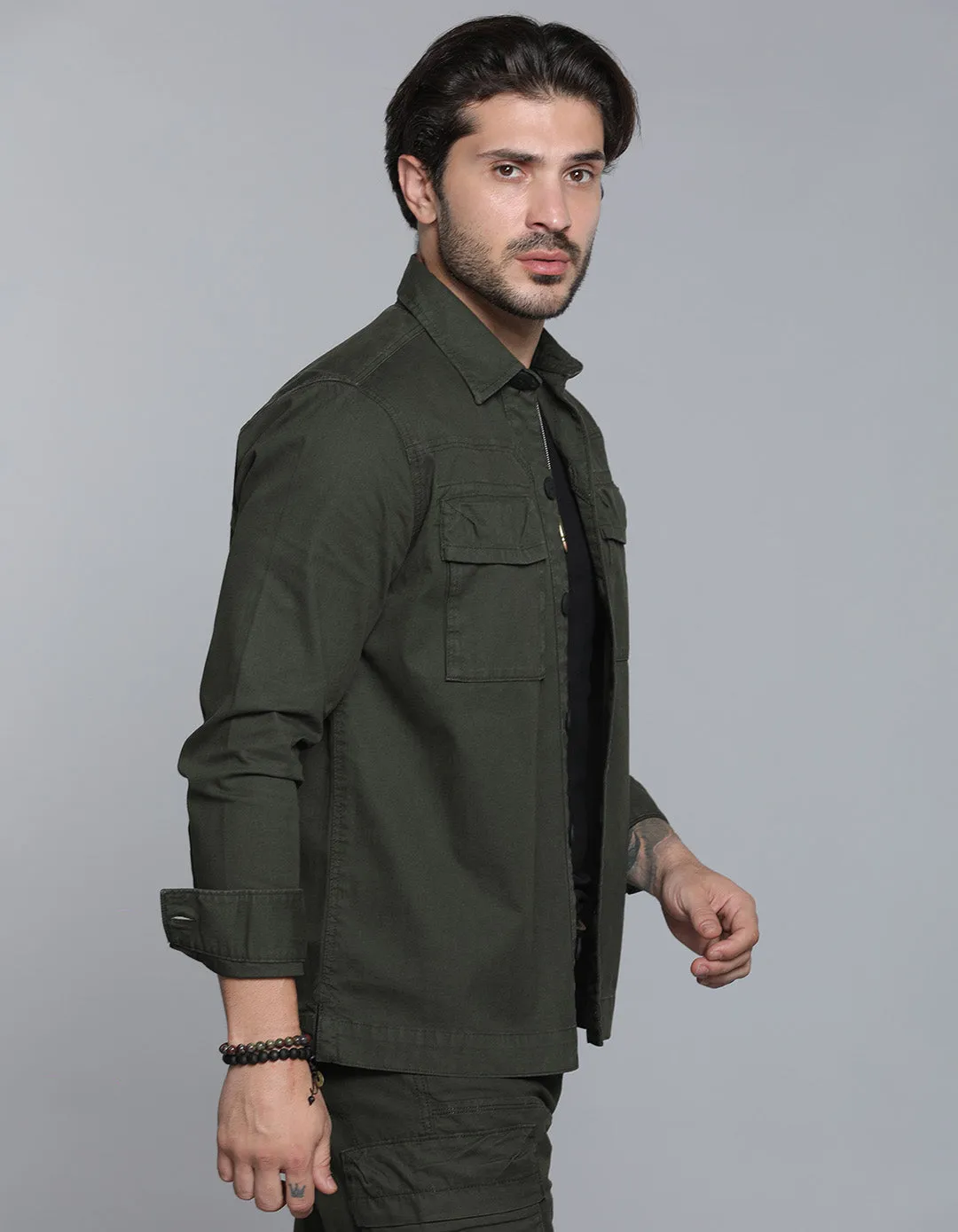 Military Green Shacket & Cargo Co-ord Set